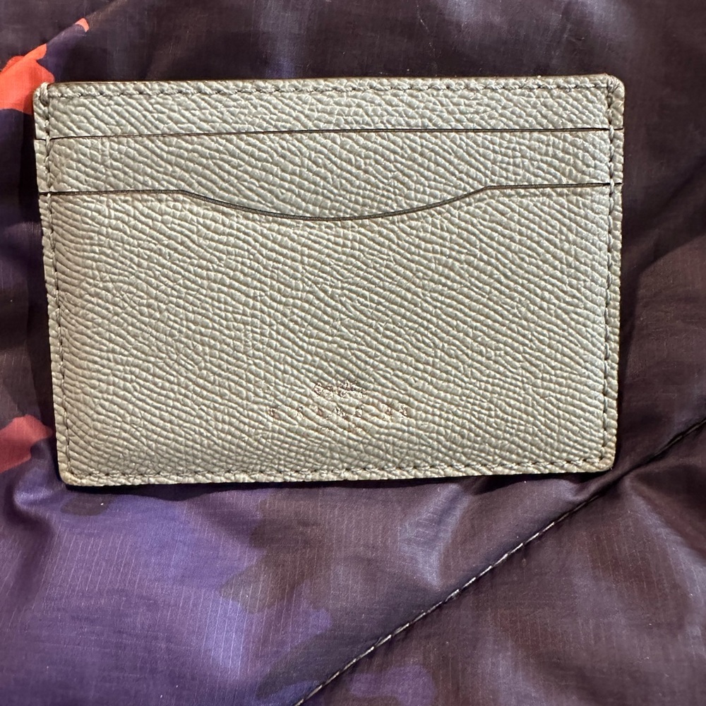 Coach Sparkle Aqua Crossgrain Leather Card Holder